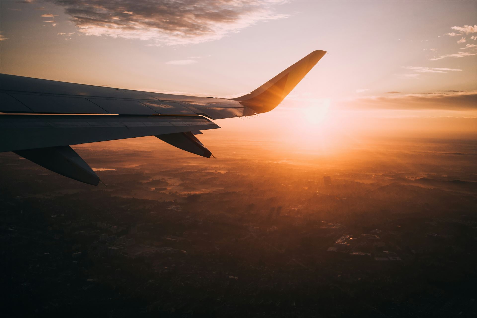 Airplane wing view