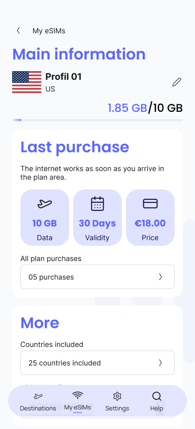 Roamance app profile screen
